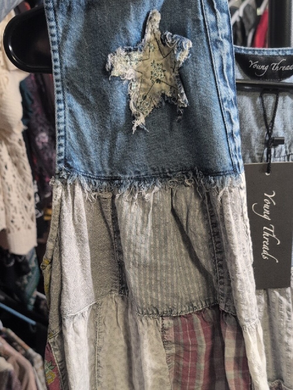 Young Threads Patchwork Denim & Multi-Stripe Sleeveless Top NWT - Picture 2 of 5